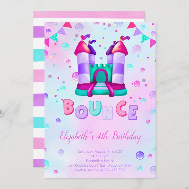 Convite de Aniversário Bounce (Frente/Verso)