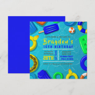 Convite de Aniversário BOYS POOL SWIM FLOATS