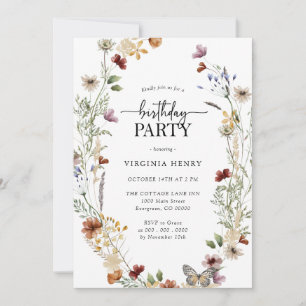 Convite de Aniversário Branco Boho