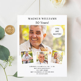 Convite de aniversário branco para colagem de foto