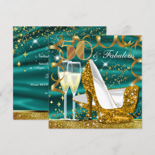 Convite de Aniversário Brilhante Dourado Jade 50 F