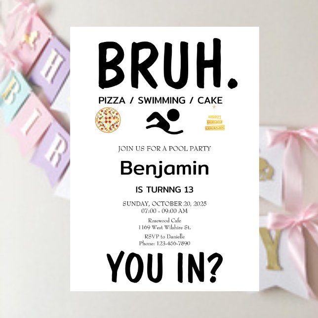 Convite de Aniversário Bruh da FESTA piscina (Criador carregado)