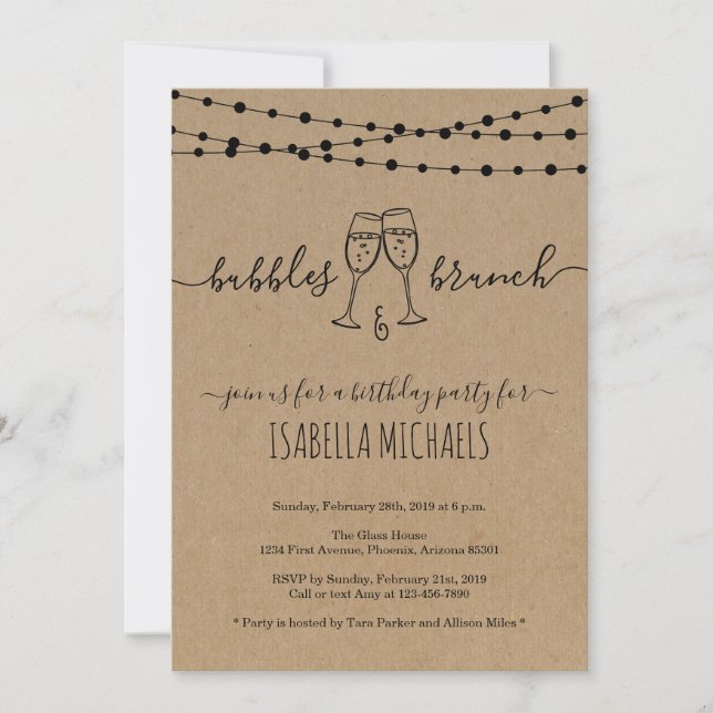 Convite de aniversário Bubble e Brunch (Frente)