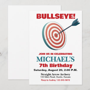 Convite de aniversário Bullseye Archery
