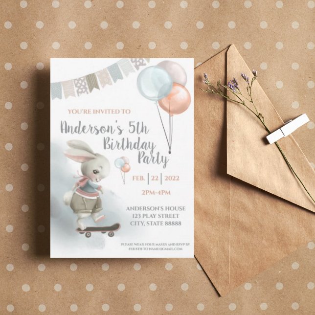 Convite de aniversário Bunny (Criador carregado)