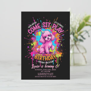 Convite de Aniversário Cachorrinho Poodle Francês