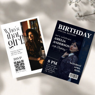 Convite de aniversário capa de revista Chic para E