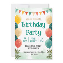 Convite de Aniversário Caprichoso Aquarela