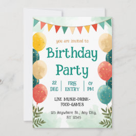 Convite de Aniversário Caprichoso Aquarela