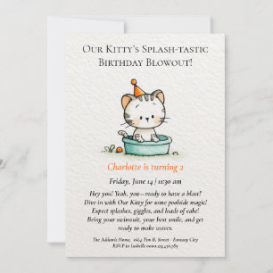 Convite de Aniversário Caprichoso de Bebê Gatinho