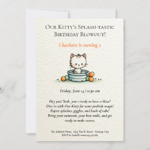 Convite de Aniversário Caprichoso de Bebê Gatinho