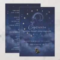Convite de Aniversário Capricórnio Zodíaco