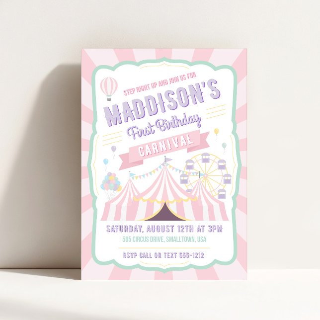 Convite de Aniversário Carnaval Pastel (Criador carregado)