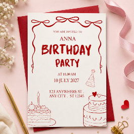 Convite de Aniversário Cartão de Festa Elegante Mo