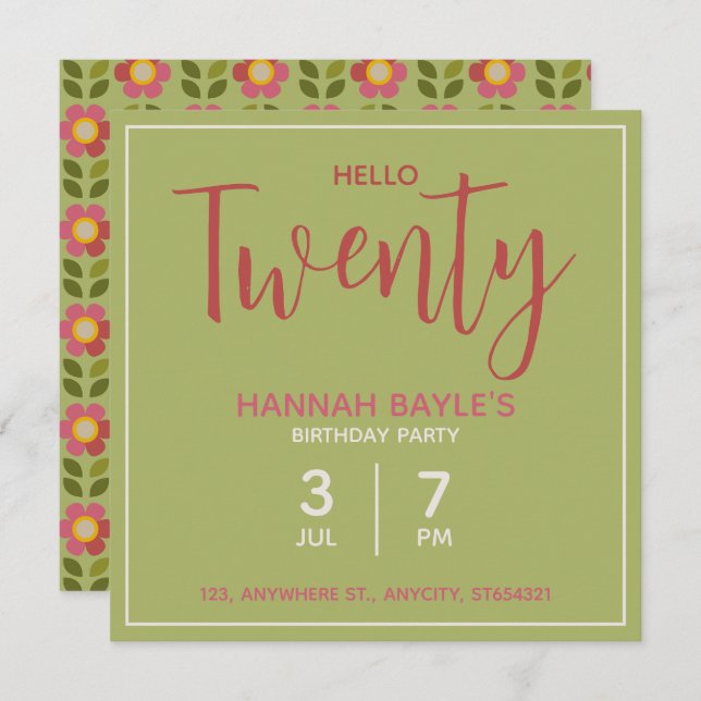 Convite de aniversário | Cartão Personalizado (Frente/Verso)