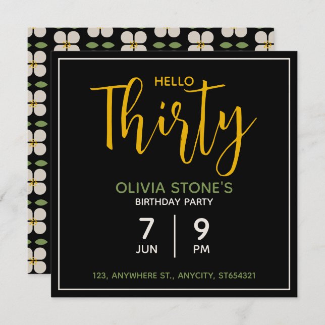 Convite de aniversário | Cartão Personalizado (Frente/Verso)