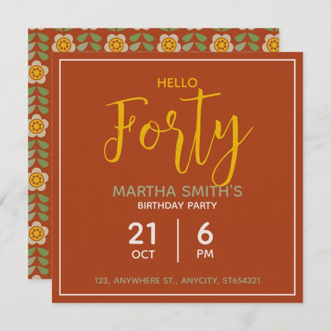 Convite de aniversário | Cartão Personalizado (Frente/Verso)