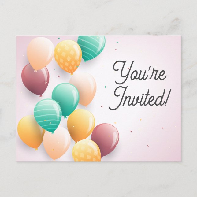 Convite de aniversário cartões-postais felizes (Frente)