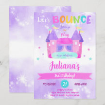 Convite de Aniversário Casa de Bounce Roxa