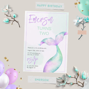 Convite de Aniversário Cauda de Sereia Pastel