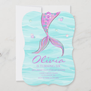 Convite de Aniversário Cauda de Sereia Sob o Mar