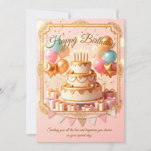 Convite de Aniversário: Celebração de Bolo & Balõe