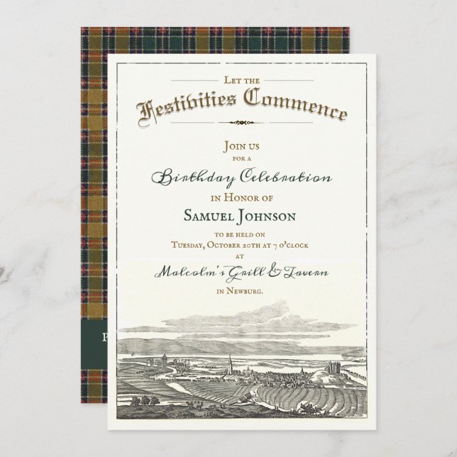 Convite de Aniversário Celta Elegante Antiquado Vi (Frente/Verso)