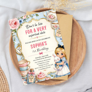 Convite de Aniversário Chá de Alice no País das Ma