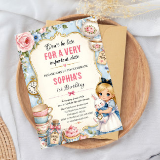 Convite de Aniversário Chá de Alice no País das Ma