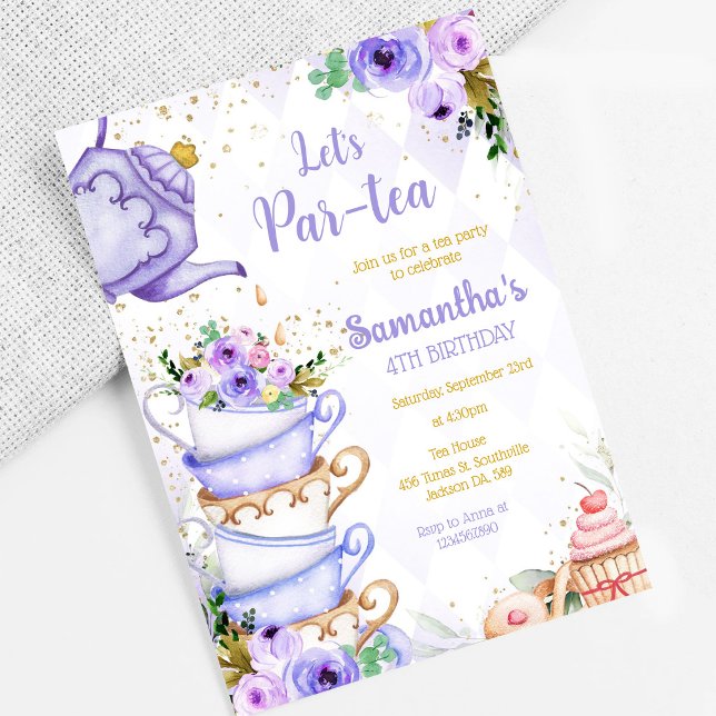 Convite de Aniversário Chá Par-tea (Criador carregado)