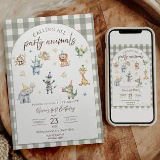 Convite de Aniversário Chamando Todos os Animais d
