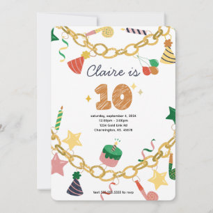 Convite de aniversário Charm Bracelet 10th