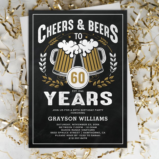 Convite de Aniversário Cheers & Beers Vintage (Criador carregado)
