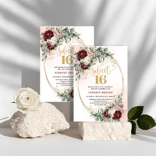 Convite de Aniversário Chic Marrom Floral Dourado