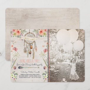 Convite de aniversário chique de Boho Dreamcatche