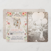 Convite de aniversário chique de Boho Dreamcatcher