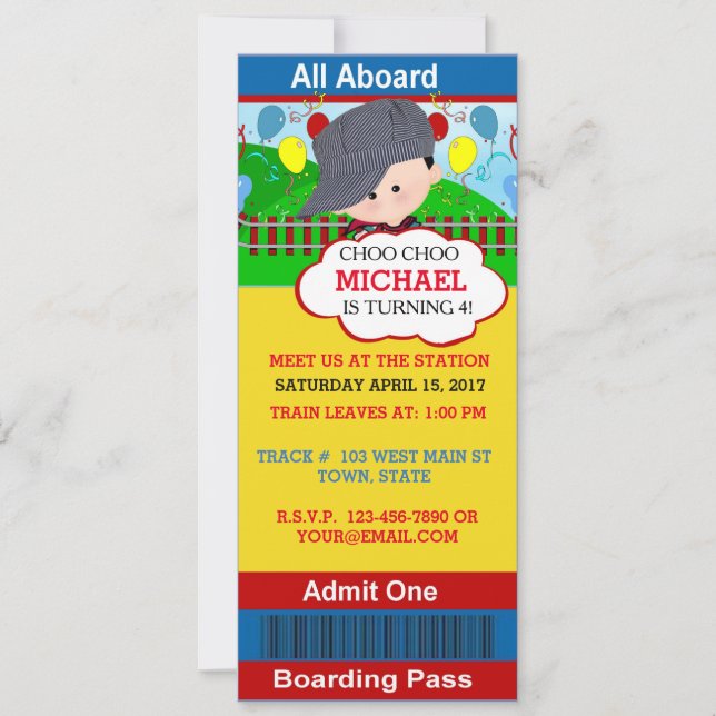 Convite de aniversário Choo Choo (Frente)