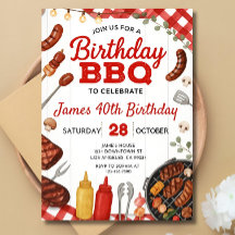 Convite de Aniversário Churrasco: Festa Vermelha d