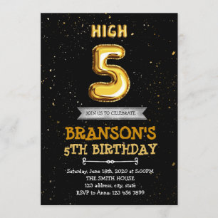 Convite de aniversário cinco alto