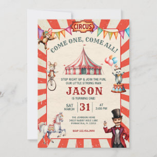 Convite de Aniversário Circo Vintage Carnaval