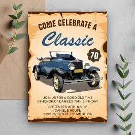 Convite de Aniversário Clássico para Carro Azul Vi