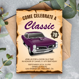 Convite de Aniversário Clássico para Carro Roxo An