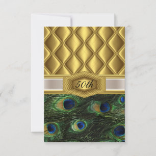 Convite de aniversário clássico Pavão Dourado