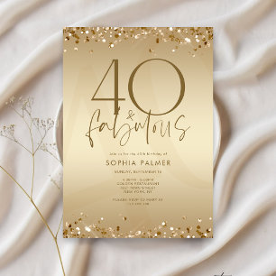 Convite de Aniversário Classy Gold Forty & Fabulou