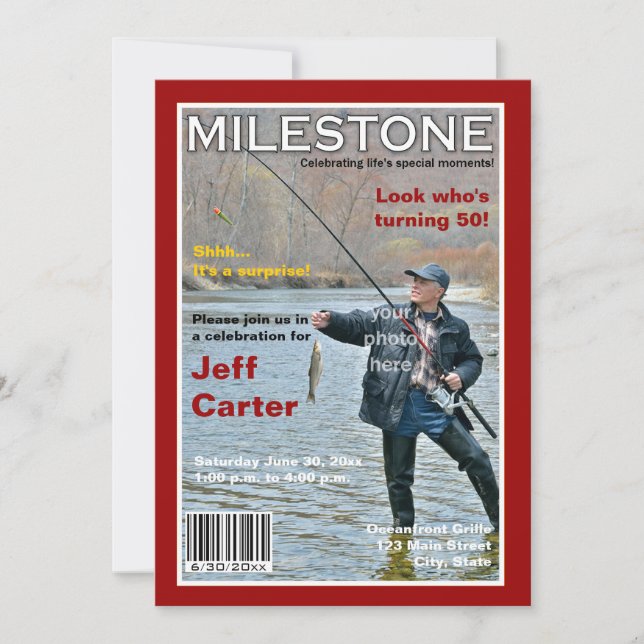 Convite de aniversário Cobrir de Revista (Frente)