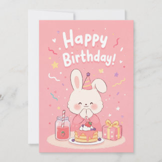 Convite de Aniversário Coelhinho Rosa Fofo
