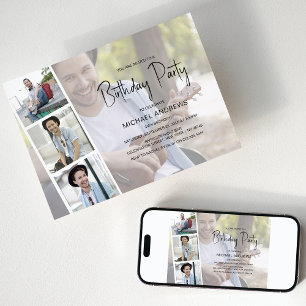 Convite de Aniversário   Colagem de Fotos   Unisex