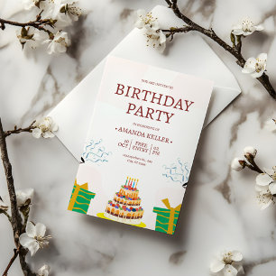 Convite de aniversário Colorida de Bolo