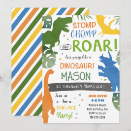 Convite de aniversário Colorida de Dinossauros