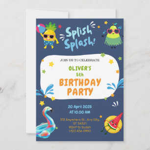 Convite de aniversário Colorida de Verão
